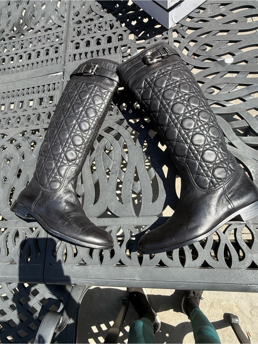 Dior Black Quilted Leather Riding Boots - size 8.5 - Picture 3 of 15
